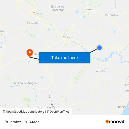 Bujaraloz to Ateca map