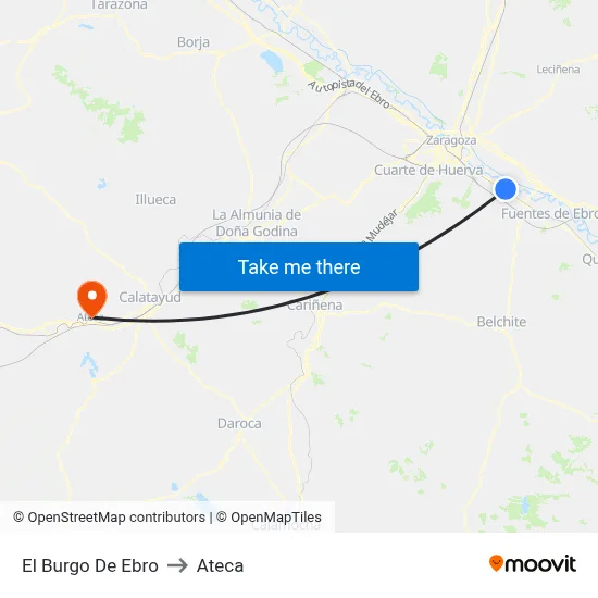 El Burgo De Ebro to Ateca map