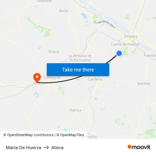 María De Huerva to Ateca map