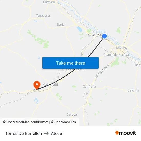 Torres De Berrellén to Ateca map