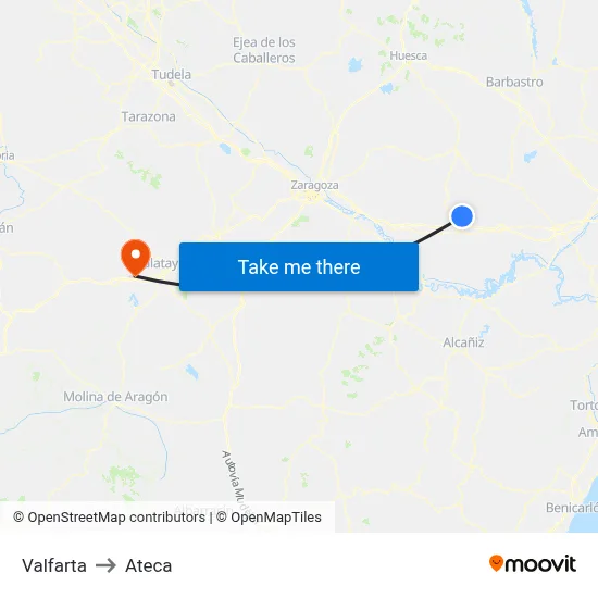Valfarta to Ateca map