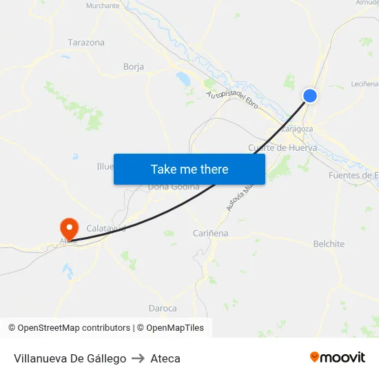 Villanueva De Gállego to Ateca map