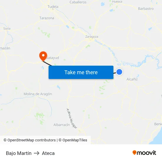 Bajo Martín to Ateca map