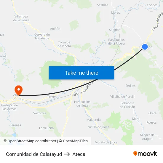 Comunidad de Calatayud to Ateca map