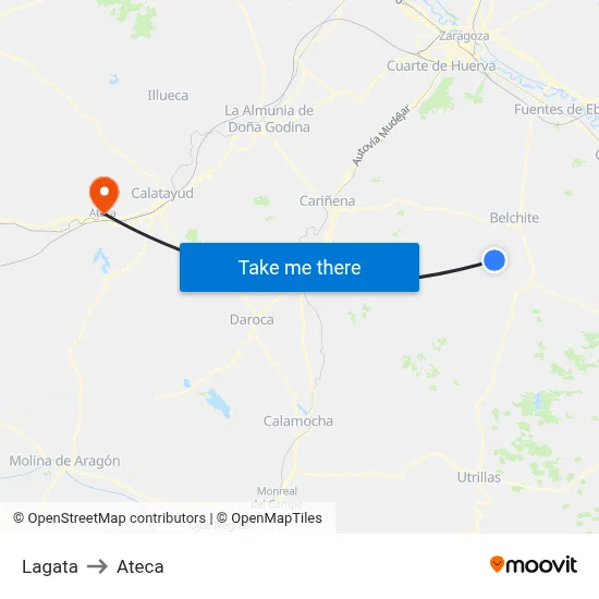Lagata to Ateca map