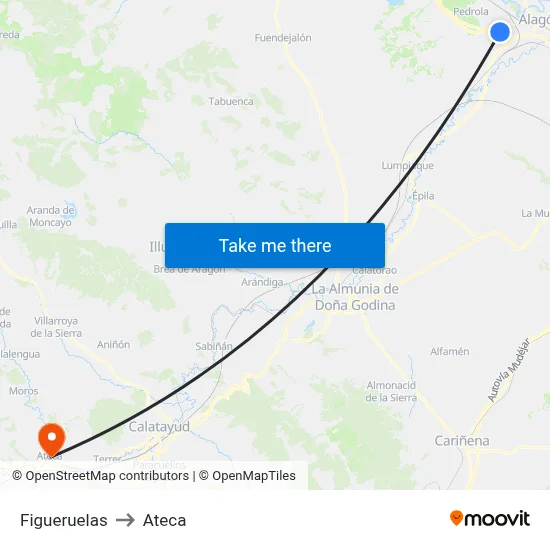 Figueruelas to Ateca map