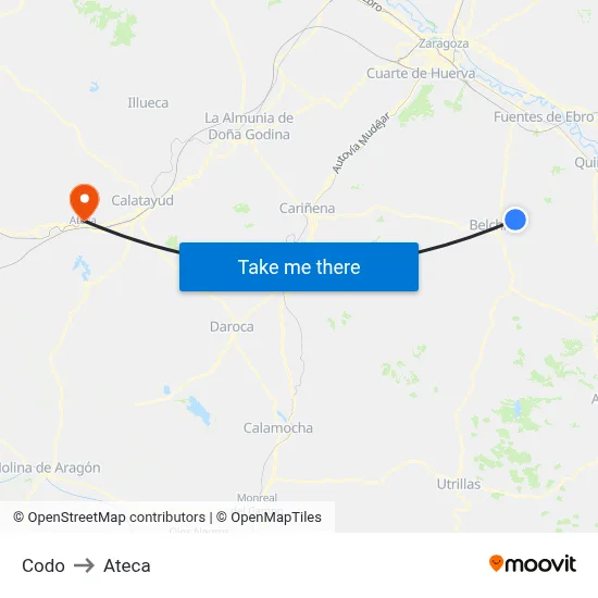 Codo to Ateca map