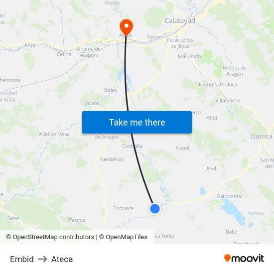 Embid to Ateca map