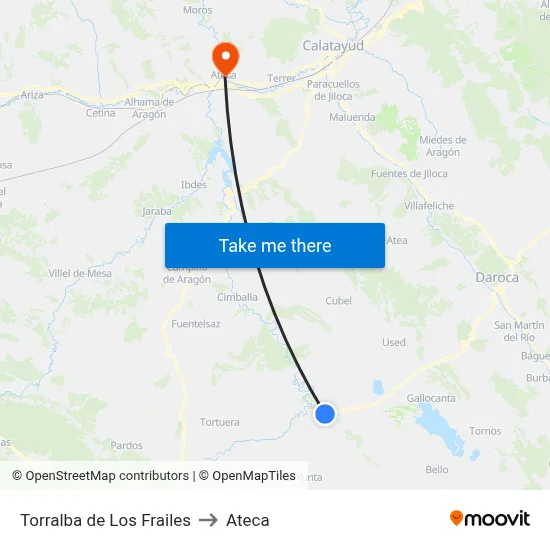Torralba de Los Frailes to Ateca map