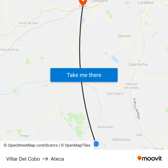 Villar Del Cobo to Ateca map
