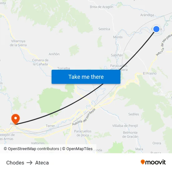 Chodes to Ateca map