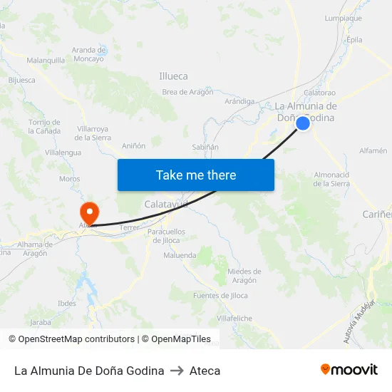 La Almunia De Doña Godina to Ateca map