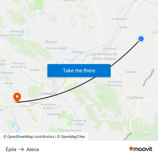 Épila to Ateca map