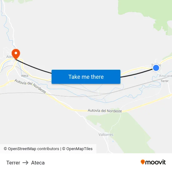 Terrer to Ateca map
