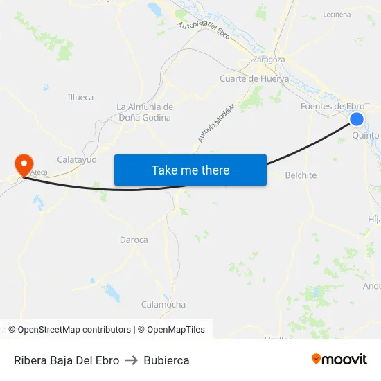 Ribera Baja Del Ebro to Bubierca map