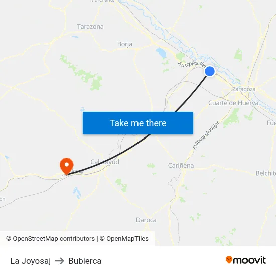 La Joyosaj to Bubierca map