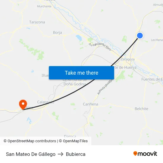 San Mateo De Gállego to Bubierca map