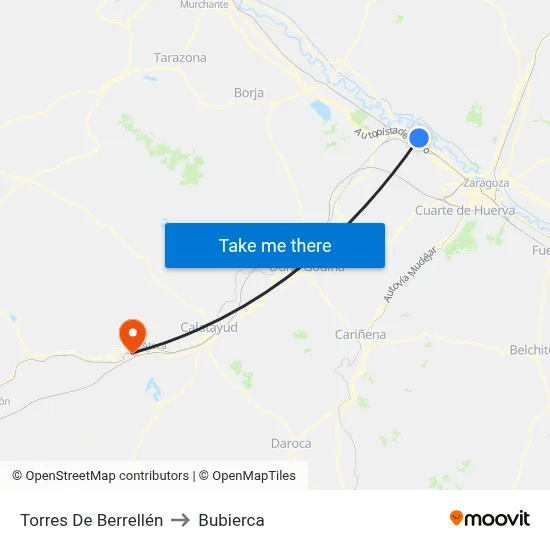 Torres De Berrellén to Bubierca map
