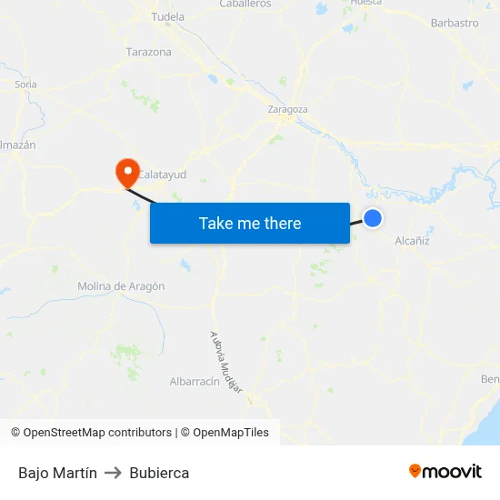 Bajo Martín to Bubierca map