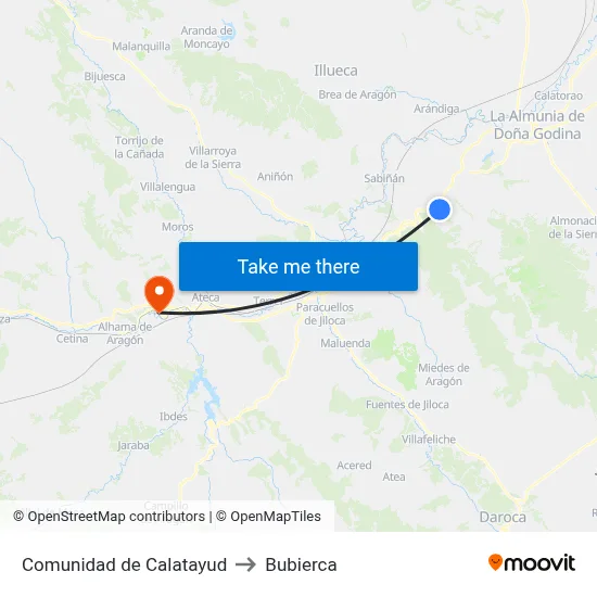 Comunidad de Calatayud to Bubierca map