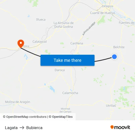 Lagata to Bubierca map