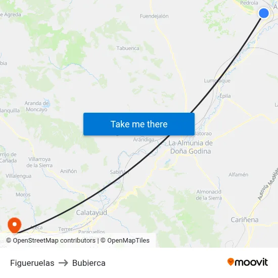 Figueruelas to Bubierca map