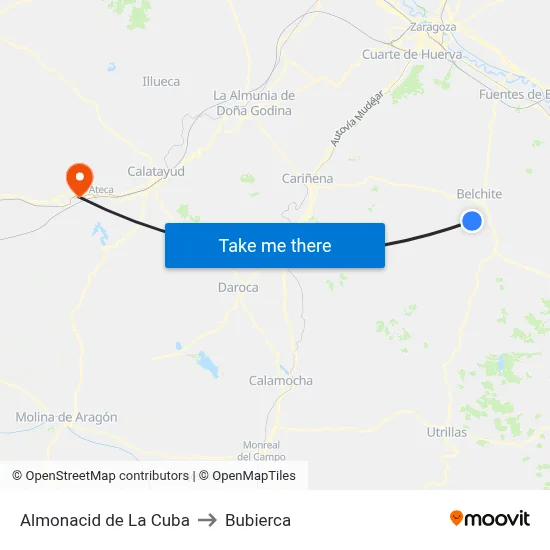 Almonacid de La Cuba to Bubierca map