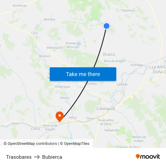 Trasobares to Bubierca map