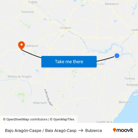 Bajo Aragón-Caspe / Baix Aragó-Casp to Bubierca map