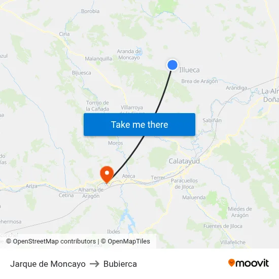 Jarque de Moncayo to Bubierca map