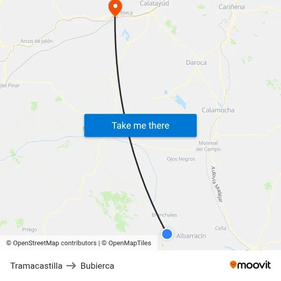 Tramacastilla to Bubierca map
