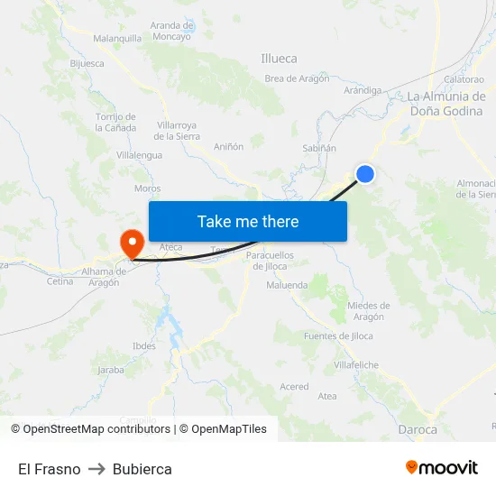 El Frasno to Bubierca map