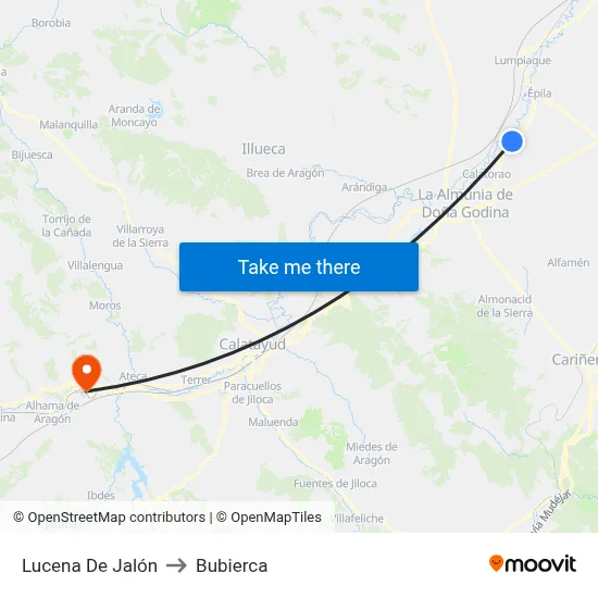 Lucena De Jalón to Bubierca map