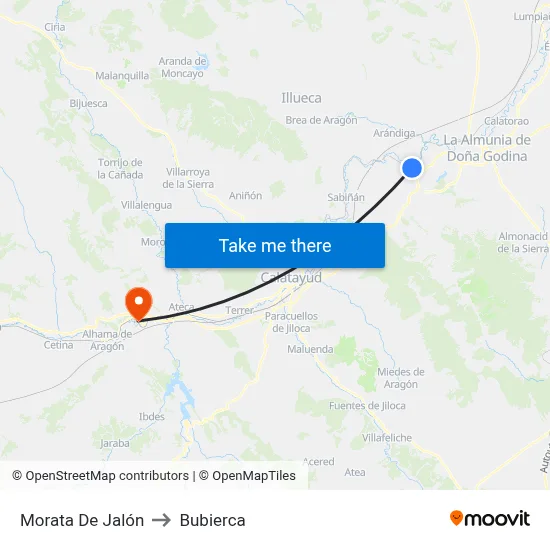 Morata De Jalón to Bubierca map