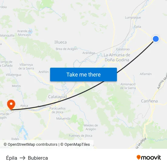 Épila to Bubierca map