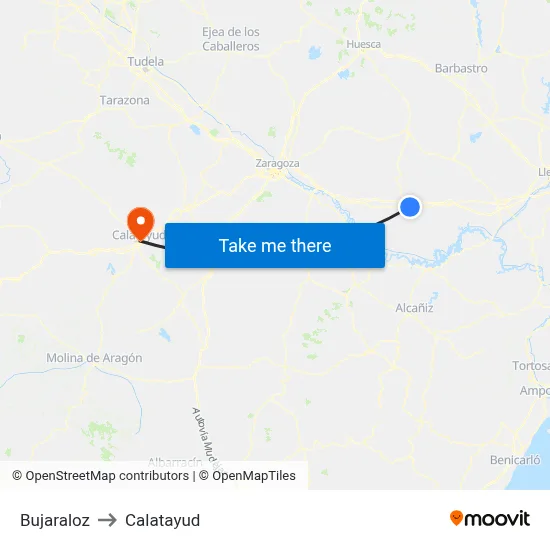 Bujaraloz to Calatayud map