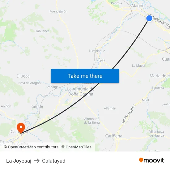 La Joyosaj to Calatayud map