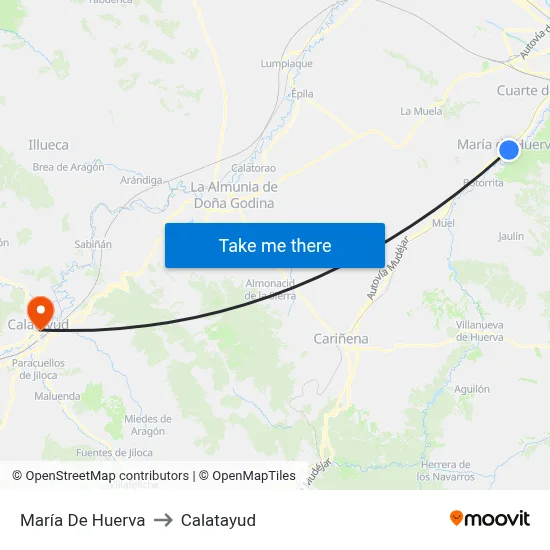 María De Huerva to Calatayud map