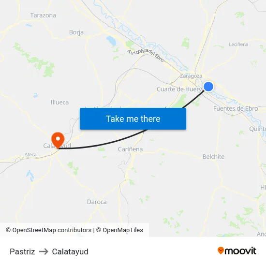 Pastriz to Calatayud map