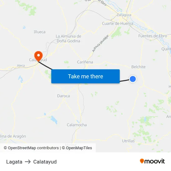 Lagata to Calatayud map