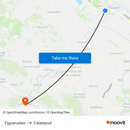 Figueruelas to Calatayud map