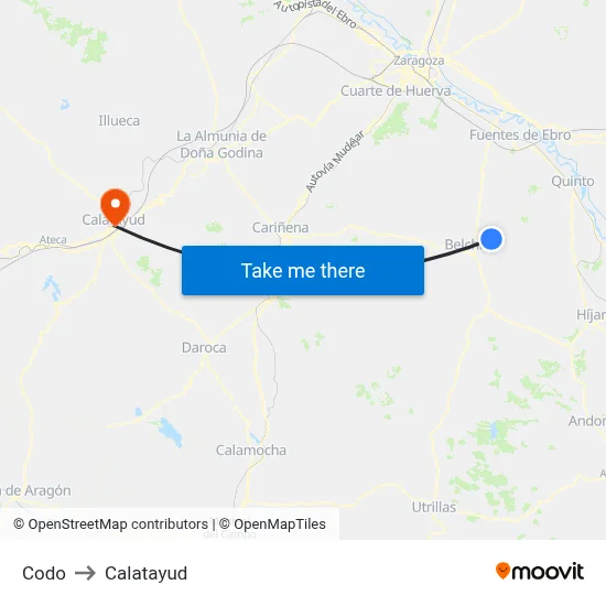 Codo to Calatayud map