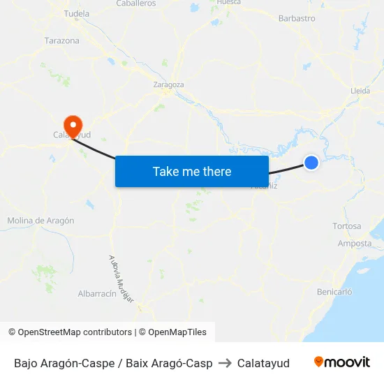 Bajo Aragón-Caspe / Baix Aragó-Casp to Calatayud map