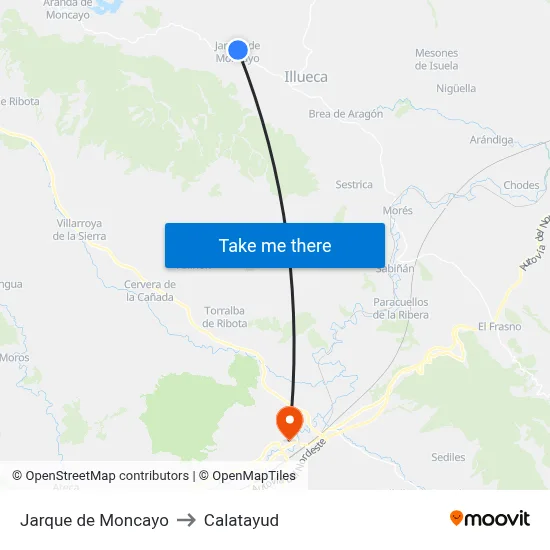 Jarque de Moncayo to Calatayud map