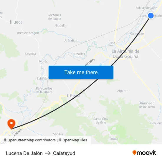 Lucena De Jalón to Calatayud map