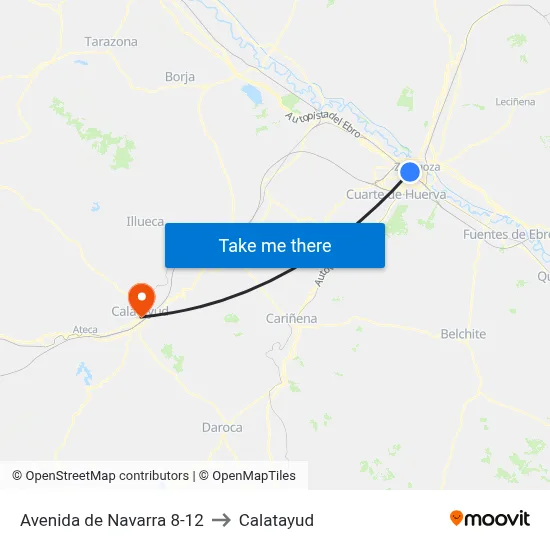 Avenida de Navarra 8-12 to Calatayud map