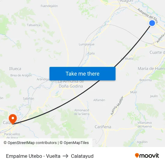 Empalme Utebo - Vuelta to Calatayud map