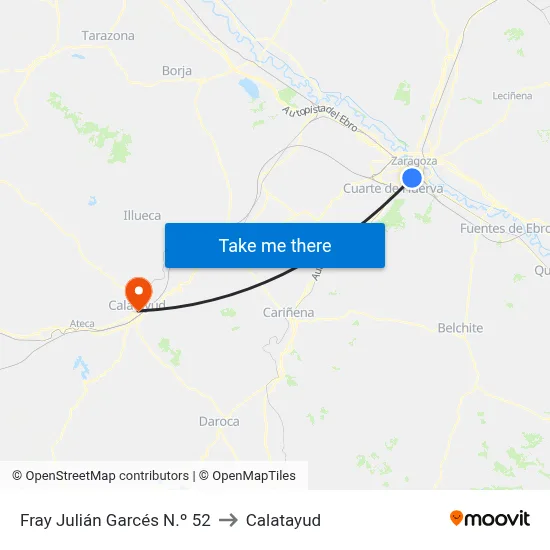 Fray Julián Garcés N.º 52 to Calatayud map