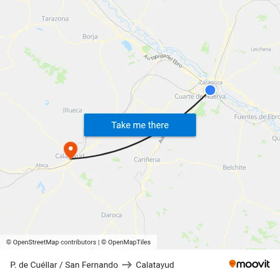 P. de Cuéllar / San Fernando to Calatayud map