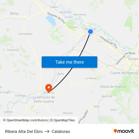 Ribera Alta Del Ebro to Calatorao map
